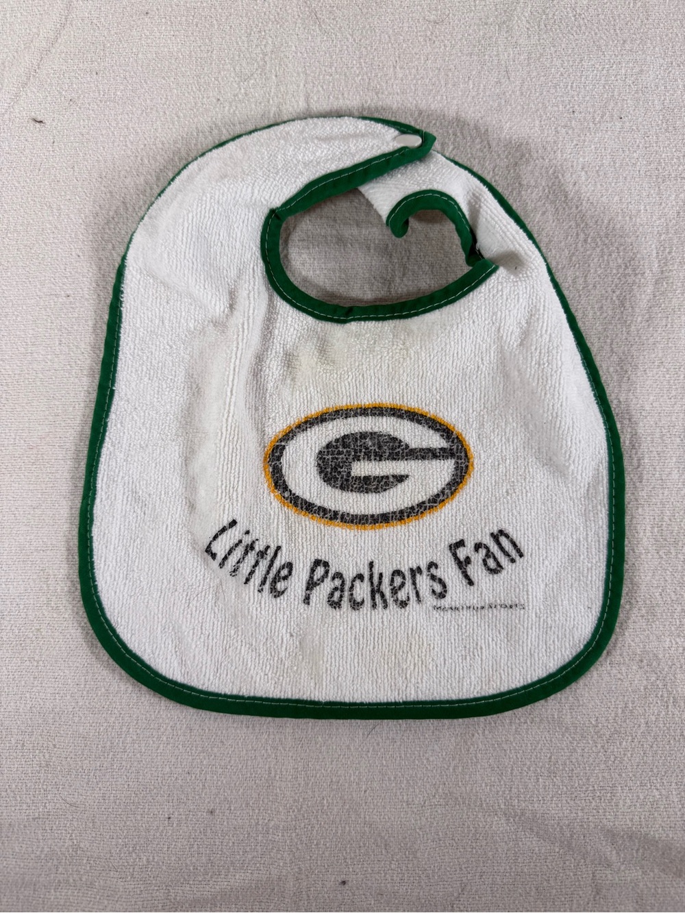 McArthur Green & White 'Little Packers Fan' Baby Bib - NFL Team Logo